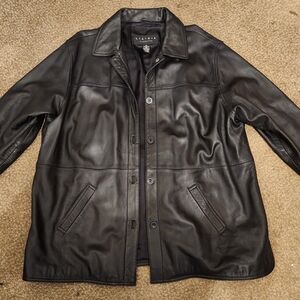 Essentials Women's Black Leather Jacket Size 3X